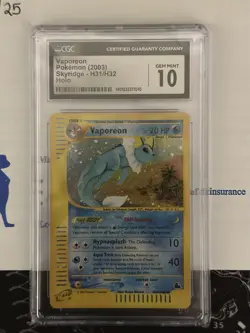 CGC Gem Mint 10 Skyridge Vaporeon H31 Pokemon - Image 1