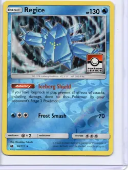 Pokemon Card REGICE Rare Reverse Holo League Promo 28/111 Crimson Invasion NM - Image 1