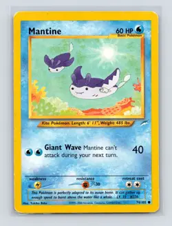 Pokemon TCG Mantine 074/105 Neo Destiny Unlimited MP - Image 1