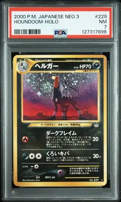 2000 Pokemon Japanese Neo 3 Houndoom-Holo PSA 7 Rare Card #229 - Image 3