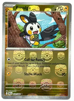 Emolga 029/086 - Pokemon TCG - Black Bolt Master Ball Reverse Holo - Image 1