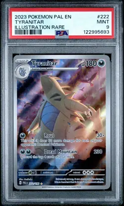 2023 POKEMON PAL EN-PALDEA EVOLVED ILLUSTRATION RARE #222 TYRANITAR PSA 9 - Image 1