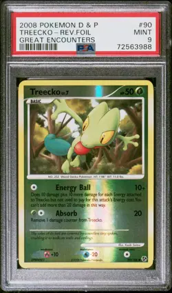 Pokemon Card Treecko 90/106 Reverse Holo Great Encounters PSA 9 MINT - Image 1