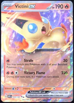 Pokemon TCG Victini ex 033/197 2023 Obsidian Flames Double Rare Card - NM - Image 1