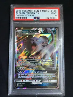 Pokemon Cards: Cosmic Eclipse Ultra Rare: Alolan Persian GX 129/236: PSA 9 - Image 1