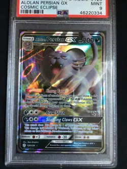 Pokemon Cards: Cosmic Eclipse Ultra Rare: Alolan Persian GX 129/236: PSA 9 - Image 2