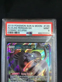 Pokemon Cards: Cosmic Eclipse Ultra Rare: Alolan Persian GX 129/236: PSA 9 - Image 3