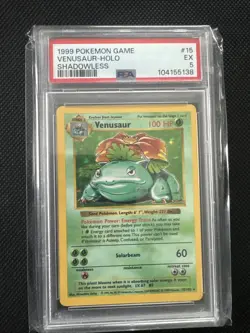 1999 Pokemon Card Venusaur 015/102 Base Set (Shadowless) Holo - PSA EX 5 - Image 1