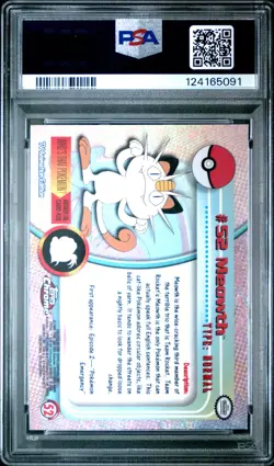 2000 TOPPS CHROME POKEMON T.V. #52 MEOWTH PSA 10 - Image 2