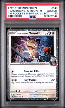 2025 POKEMON DRI EN-DESTINED RIVALS #149 TEAM ROCKET'S MEOWTH PSA 10 - Image 1
