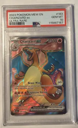 2023 POKEMON SV 151 MEW EN #183/165 CHARIZARD EX ULTRA RARE PSA 10 - Image 1