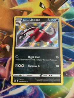 POKEMON SHINING FATES GALARIAN LINOONE SHINY VAULT HOLO RARE SV079/SV122 NM+ - Image 1