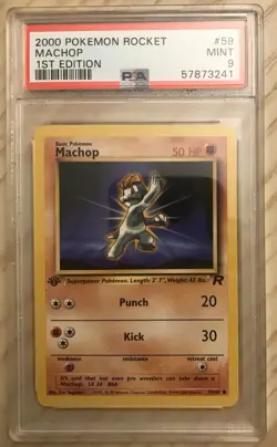 2000 Pokemon Team Rocket Machop 1st Edition PSA 9 MINT No. 59/82 #59 - Image 1