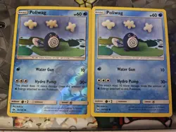 Poliwag 30/149 Sun & Moon Reverse Holo And Regular Pokemon Card Lot Of 2 - Image 1