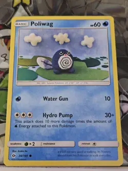 Poliwag 30/149 Sun & Moon Reverse Holo And Regular Pokemon Card Lot Of 2 - Image 2