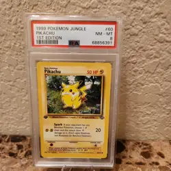 Pikachu #60 Jungle 1st Edition Pokemon Card WOTC PSA 8 Near Mint - MInt 60/64 - Image 1