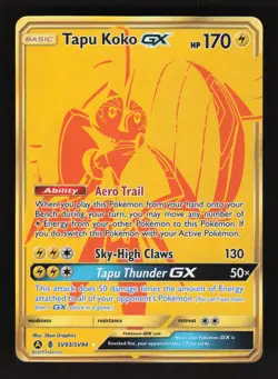 Tapu Koko GX SV93/SV94 Pokemon Hidden Fates Holo Full Art Card - Image 1