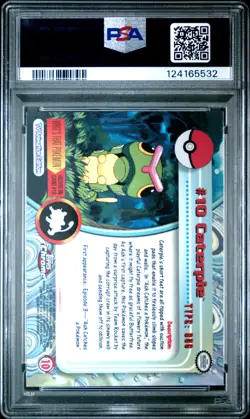 2000 TOPPS CHROME POKEMON T.V. #10 CATERPIE PSA 9 - Image 2