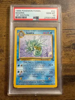 1999 POKEMON FOSSIL 1ST ED #42 SEADRA PSA 10 - Image 1