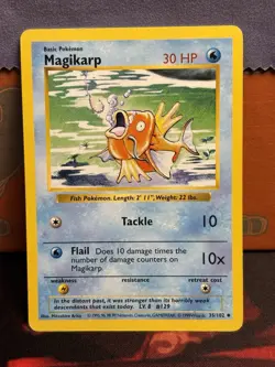 Magikarp 35/102 Base Set Shadowless Non Holo Uncommon Pokemon TCG 1999 - Image 1