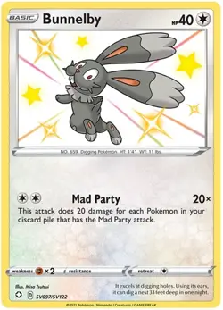 4x Lightly Played Bunnelby - SV097/SV122 - Shiny Holo Rare Pokemon Shining Fates - Image 1