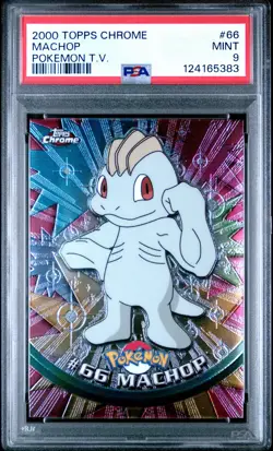 2000 TOPPS CHROME POKEMON T.V. #66 MACHOP PSA 9 - Image 1