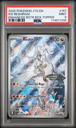 2025 POKEMON JTG EN-JOURNEY TOGETHER #167 N'S RESHIRAM PSA 9 - Image 1