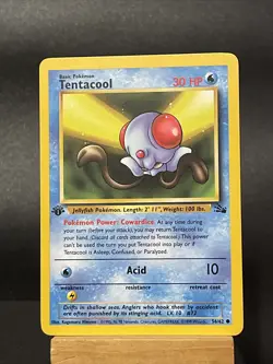 Pokemon Card Tentacool 56/62 Fossil Set 1st Edition Light Play - Image 1