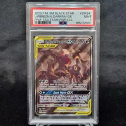 2020 Pokemon Black Star Promo #SM241 Umbreon & Darkrai Gx Tag Team PSA 9 - Image 1