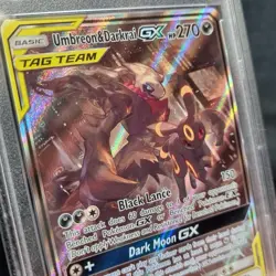 2020 Pokemon Black Star Promo #SM241 Umbreon & Darkrai Gx Tag Team PSA 9 - Image 3