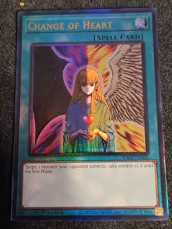 Yugioh Change of Heart RA01-EN050 Prismatic Ultimate Rare 1st Edition NM - Image 1