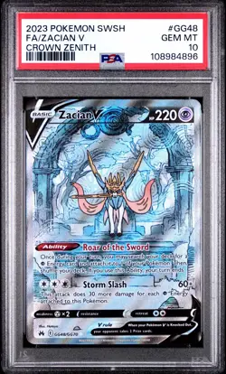 Zacian V GG48/GG70 Holo Ultra Rare Crown Zenith Pokemon Card PSA 10 - Image 1