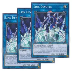 Yugioh - Link Devotee x 3 - 1st Edition NM - Plus Free Holo Card - Image 1