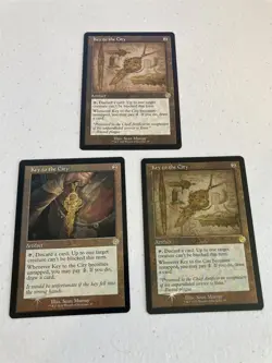 3 x mtg Key to the City retro frame, 2 foil, showcase, The Brothers War unplayed - Image 1