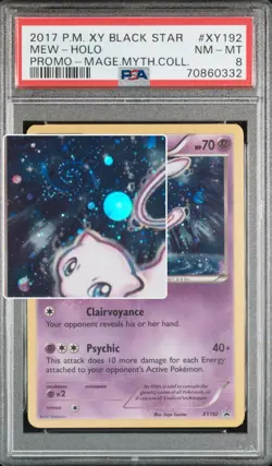 2017 Pokemon XY Mew Holo XY192 Black Star Promo Myth Coll. with Huge Swirl PSA 8 - Image 1
