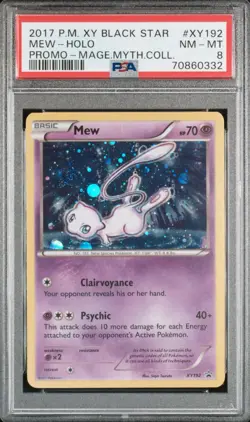 2017 Pokemon XY Mew Holo XY192 Black Star Promo Myth Coll. with Huge Swirl PSA 8 - Image 2