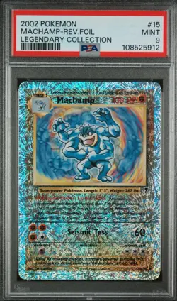 2002 Pokemon Legendary Coll. Reverse Foil Machamp #15 PSA 9 Mint - Image 1