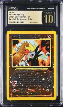 2001 Entei 34 Reverse Holo Rare Pokemon Movie 3 Black Star Promo CGC 10 Pristine - Image 1
