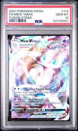 2021 POKEMON SWORD & SHIELD FUSION STRIKE #114 FULL ART/MEW VMAX PSA 10 - Image 1