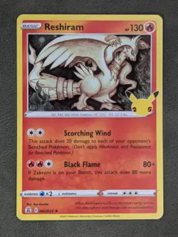 Reshiram 002/025 Pokemon TCG Holo Rare Celebrations Near Mint - Image 3