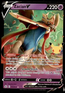 2021 Sword & Shield - Celebrations Zacian V Basic/Rare Holo V #16 - Image 1
