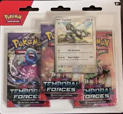 Pokemon TCG Scarlet and Violet Temporal Forces 3 Pack Blister Cyclizar - Image 1