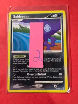 2008 Pokemon Diamond and Pearl Stormfront #48 Sableye, UC, NF/H, cd2 - Image 3