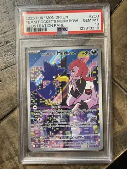 2025 POKEMON DRI EN #200 TEAM ROCKET'S MURKROW ILLUSTRATION RARE - PSA 10 - Image 1