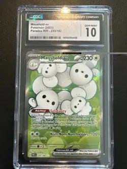 CGC 10 GEM MINT Maushold ex 233/182 Paradox Rift FA Ultra Rare Holo Pokemon 2023 - Image 1