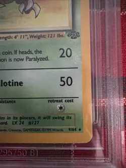 1999 Pokemon Jungle 1st Edition Pinsir #9/64 BGS 8 NM-MT - Image 4