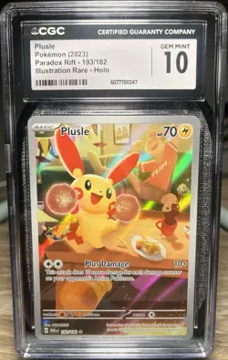 CGC 10 GEM MINT Pokemon Plusle 193/182 Paradox Rift Illustration Rare - Image 1