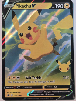 Pokemon TCG Pikachu V Black Star Promo SWSH143 Holo Promo - Image 1