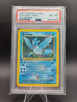 1st Edition Articuno Fossil 2/62 PSA 8 Rare Holo Pokemon Card - Image 1