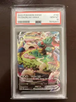 Pokemon TCG Snorlax VMAX Holo Ultra Rare PSA 10 GEM MINT Sword Shield - Image 1